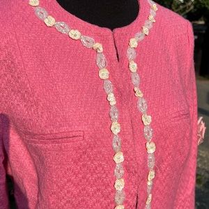 Vintage Lillie Rubin Blazer Sz 12 Pink Beaded Trim Legally Barbie
